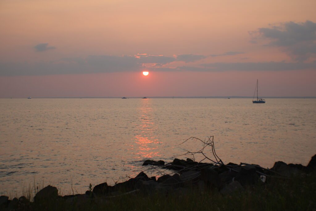 sunset over the bay