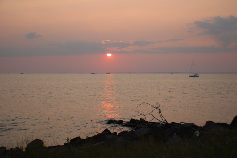 sunset over the bay